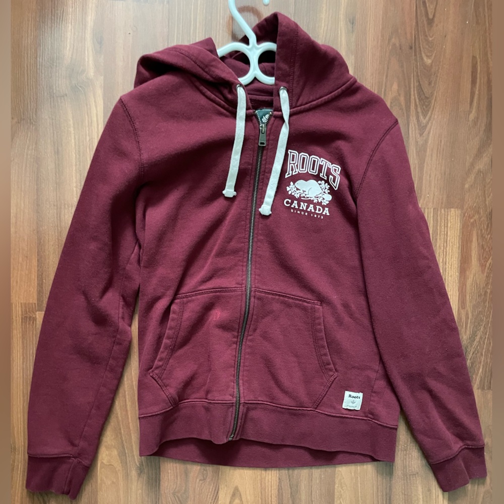 Roots Women's Maroon Zip-Up Hoodie